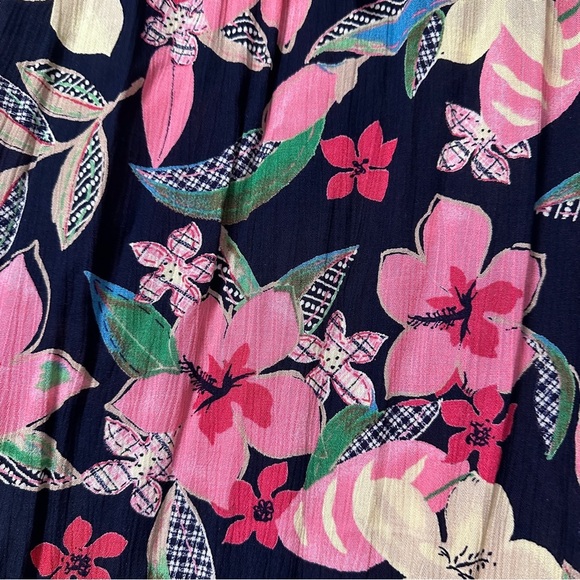 Vintage Napa Valley Blue Floral Tropical Crepe Maxi Skirt Size Large Summer EUC - Picture 9 of 16